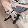 Female Summer Thin Model Breathable Mesh Simple Stripe Sweet Lace In The Tube Pile Socks
