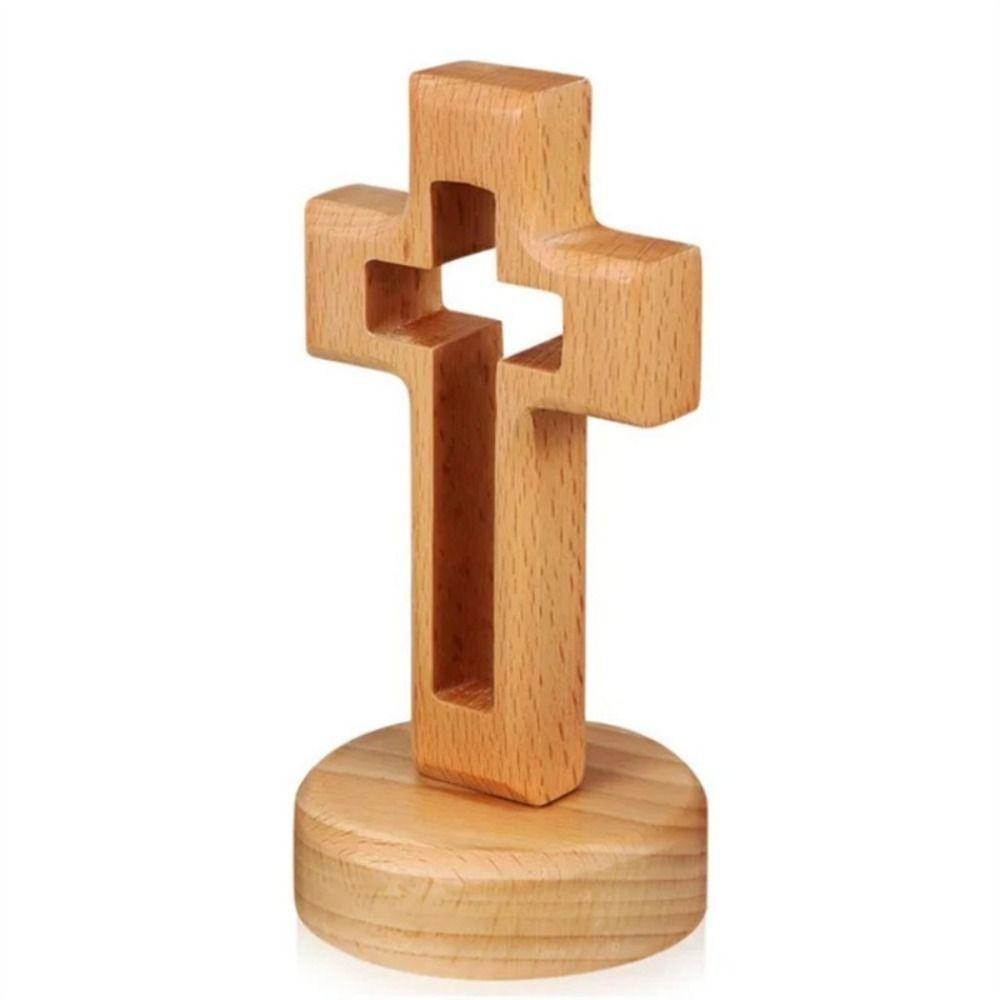 

New Wooden Cross with Base Standing Crucifix Home Table Decoration Ornament Statue Gifts