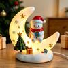 Holiday Party Supplies Christmas Moon Night Light with Santa Claus, Resin Decoration Warm LED Atmosphere Lighting Glow, Tabletop Ornament for