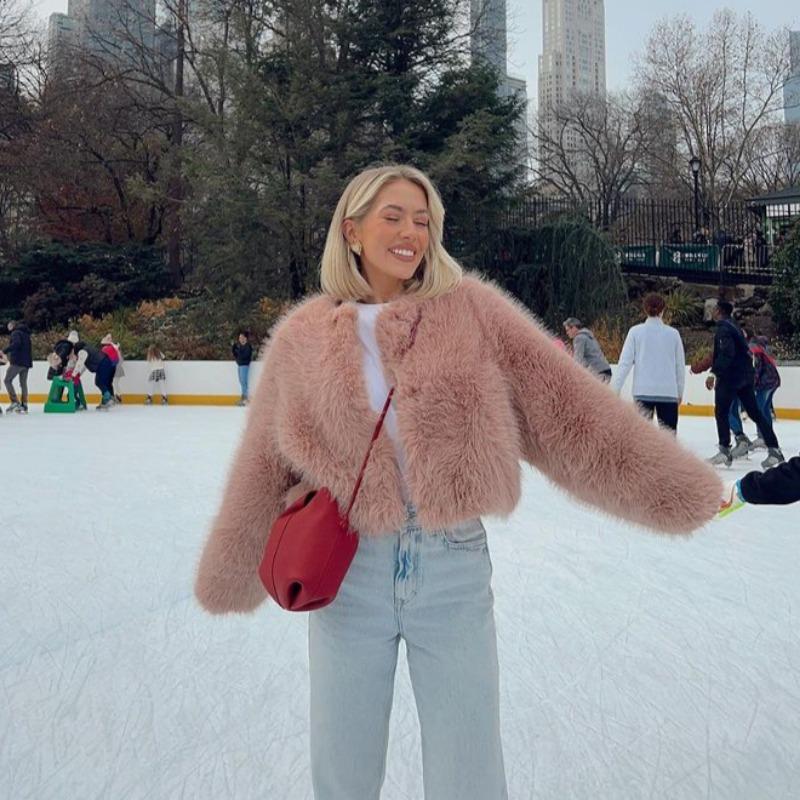 Autumn and Winter High Waist Short Coat Women's Versatile Round Neck Top