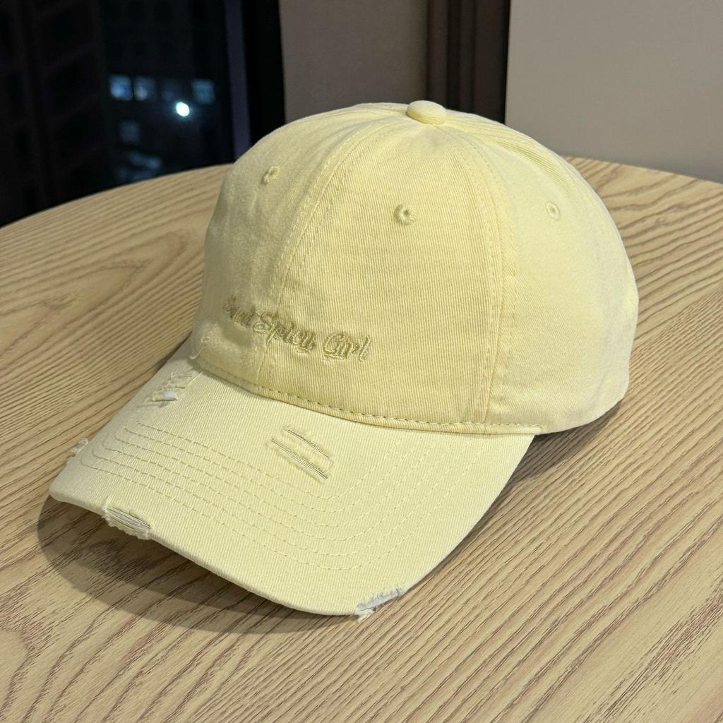 American-style trendy vintage baseball cap for women, spring/summer, distressed street style, letter embroidery, soft top, duckbill cap that makes
