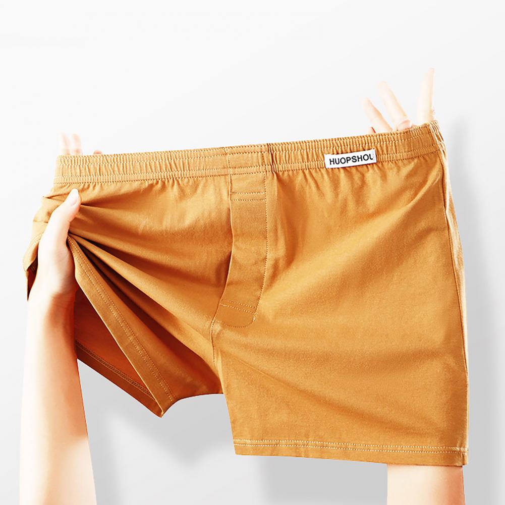 Herren-Boxerunterwäsche, offenes Design, Knopfleiste, mittelhoher Schnitt, elastischer Bund, Shorts, Slips, einfarbig, lockere Passform