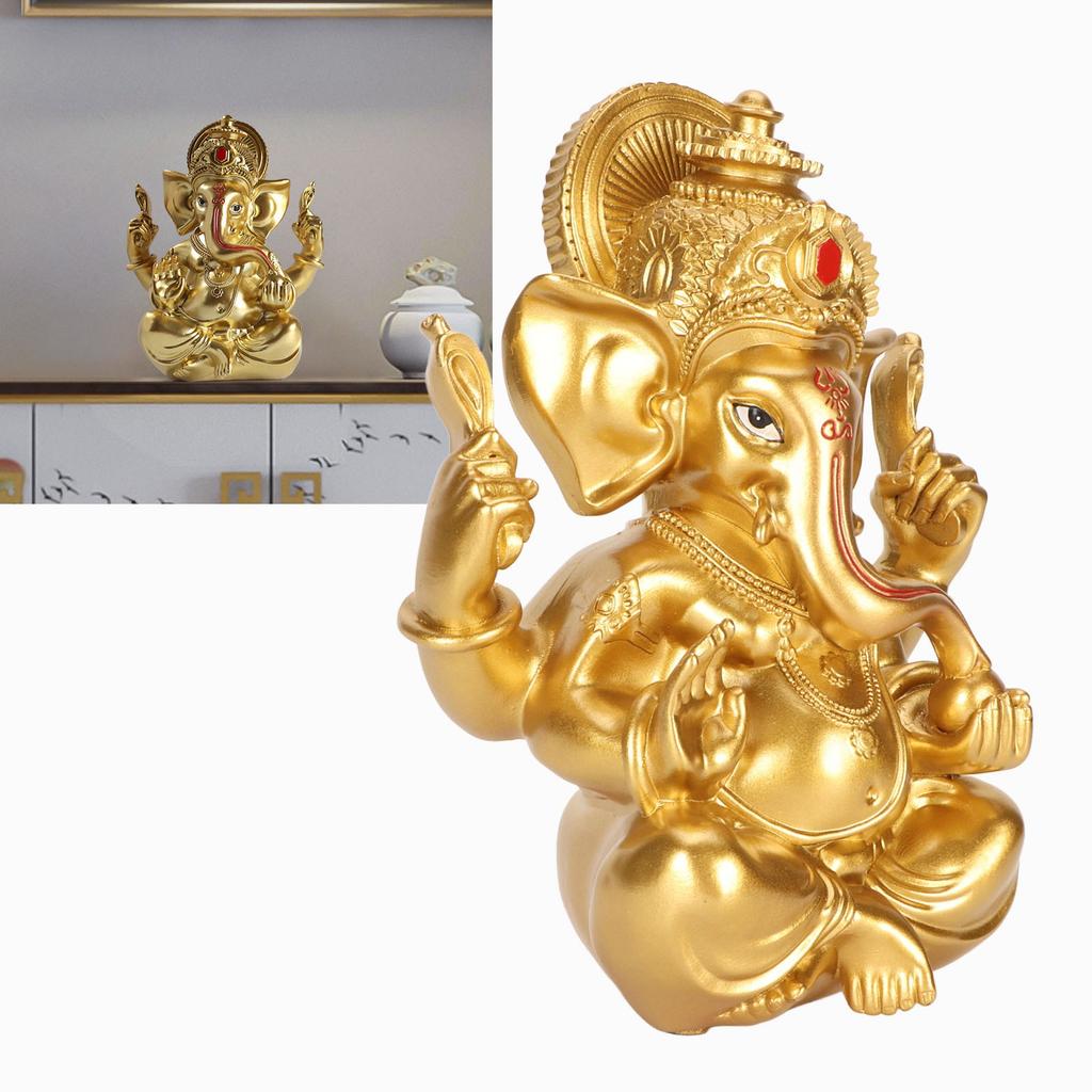 Indian Ganesha Statue Elephant Hindu God Sculpture Resin Decorative Indian Elephant God Ornament for Home Garden