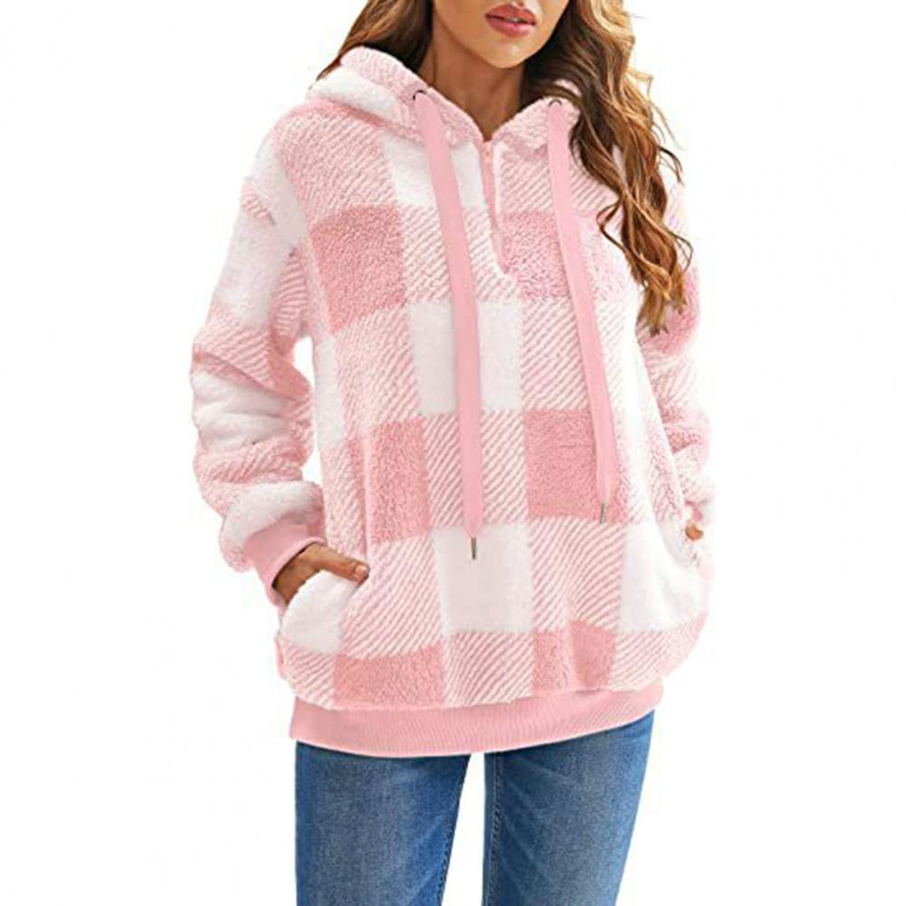 Damen Sweatshirt Damen Hoodie Warmes Plüsch-Pullover-Sweatshirt Gemütlicher Damen-Hoodie mit langen Ärmeln und Kordelzug für Herbst/Winter