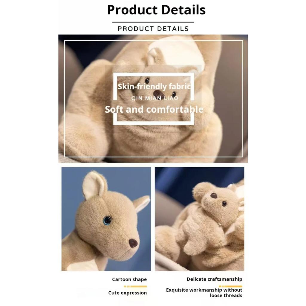 22/35cm Mother and Child Kangaroo Doll Simulation Doll Plush Toy Handmade Doll Cartoon Anime Cute Pillow Cushion Home Decoration