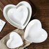Pure White Heart-Shaped Ceramic Bowl and Plate Set - Ideal for Fruit, Salad, Sauce, Baking, and Soup.