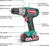 Дрель-шуруповёрт HYCHIKA B088K58DXP (2x batteries)
