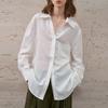 % Flax light and thin long-sleeved women's shirt spring and summer new solid color high-end loose women's shirt