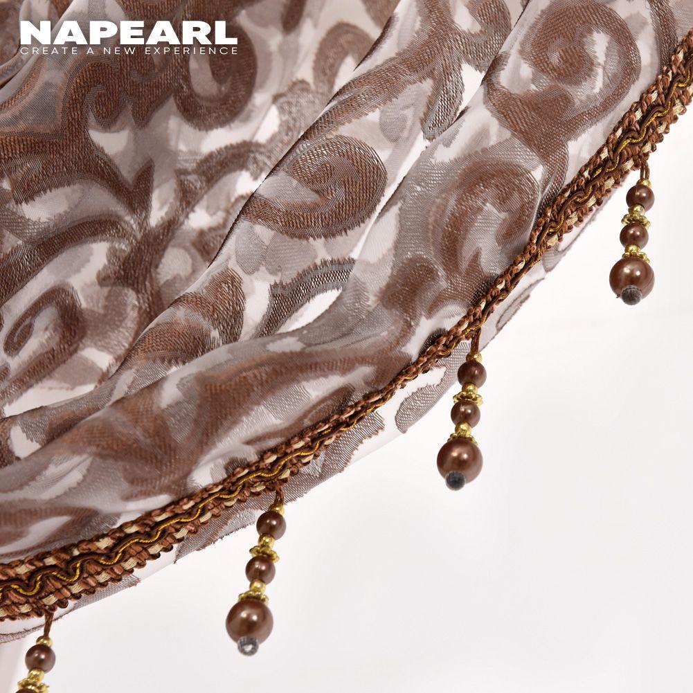 1PC NAPEARL Modern Beaded Jacquard Flower Tulle Curtain Valance for Window Decor