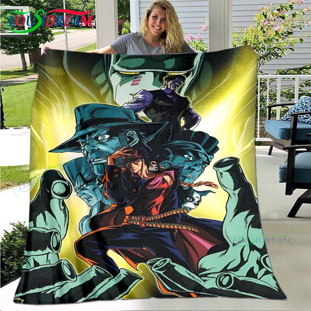 Cartoon J-JoJo’s Bizarre Adventure Blanket,Flannel Throw Blanket for Bed Sofa Picnic Office Hiking Leisure Nap Birthday Gift