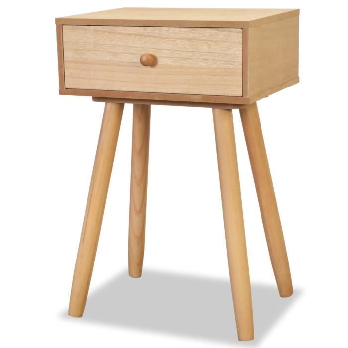 Table de chevet - VIDAXL - Bois de pin massif - Vintage - 2 tiroirs - Marron