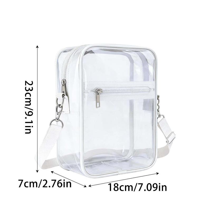 Portable Transparent PVC Shoulder Bag Unisex Clear Crossbody Handbag with Front Pocket Waterproof Lightweight Casual Daily Use