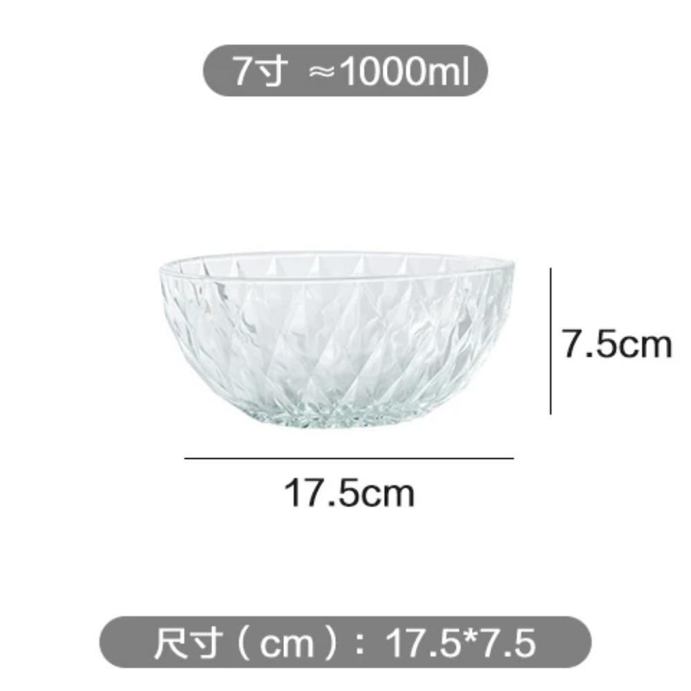 Transparent Glass Bowl Household Japanese-style Fruit and Vegetable Salad Bowl Plate Dormitory Resistant To Cold and Heat Bowl
