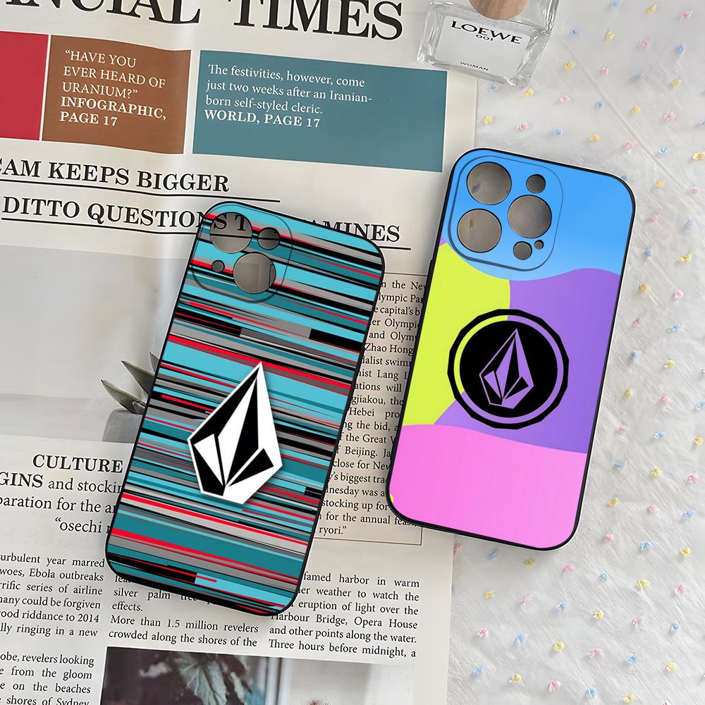 Coque de téléphone avec logo V-Volcom pour iPhone 17 Air 16 E Pro Max 15 14 13 Mini 12 Pro 11 Max Plus Coque souple noire