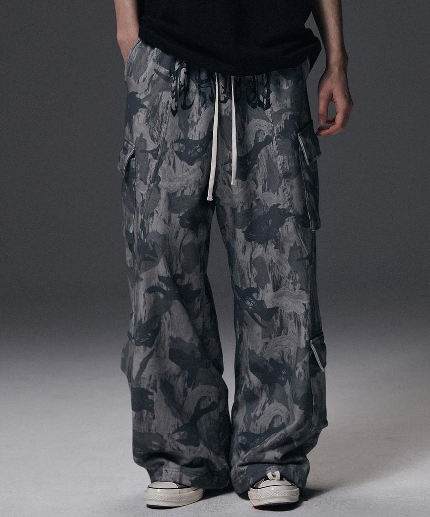 NOT4NERD Camo Incision Multi Cargo Sweat Pants - Gray