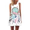 European and American New Retro Digital Printing Crew Neck Hot-selling Off-the-shoulder Medium and Long Vest Dress