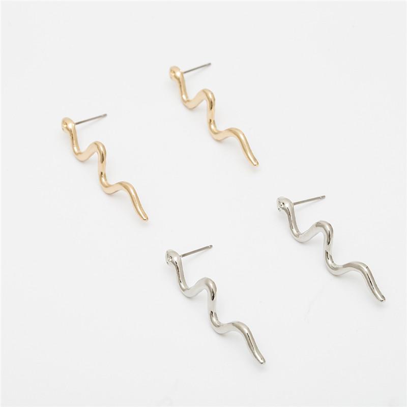 ZRM Snake-shaped Long Earrings Women Girl Simple Punk Femme Pendientes Mujer Party Curved Alloy Geometry Earring Jewelry