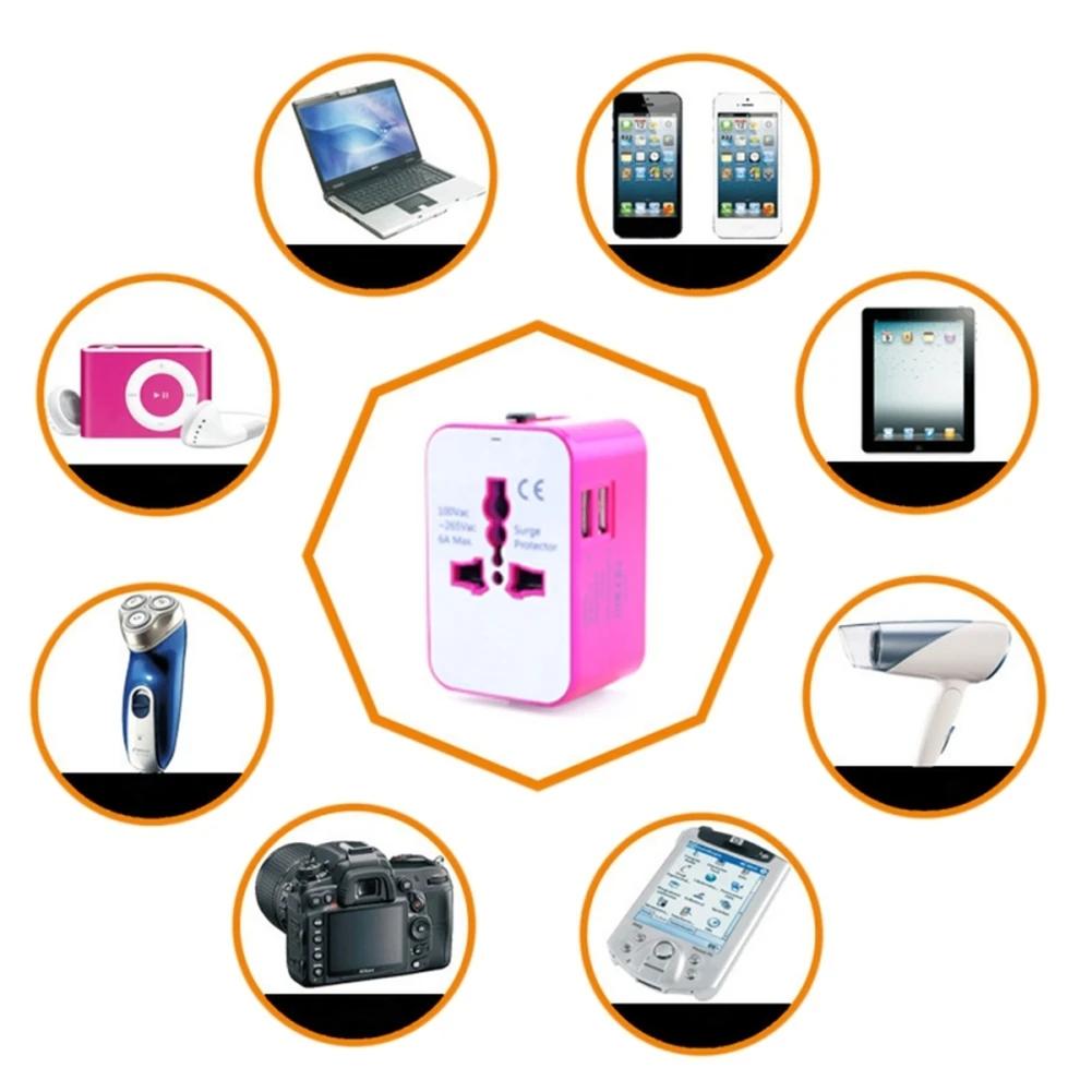 Melery Universal Worldwide All in One Phone Charger Travel Wall AC Power Plug Adapter Dual USB Charging Ports for USA EU UK AU