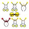 1set Novelty Cartoon Bee Shape Hair Hoop Cosplay Bee Shape Sunglasses Party Headwear for Teenagers Adult
