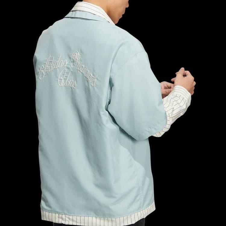 Adidas Originals X Umamiism Co-Branded Logo Print Layered Long Sleeve Shirt Unisex Tops Blue HR6446