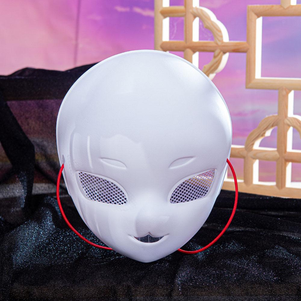 Maschera Integrale in PVC Bianca Maschera Fai-da-te in PVC con Corda per Festa Cosplay Mascherata