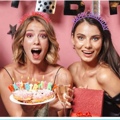 Diadema de feliz cumpleaños de cinco colores con pastel decorado, diadema para fiesta de cumpleaños, sombrero de cumpleaños, tocado.
