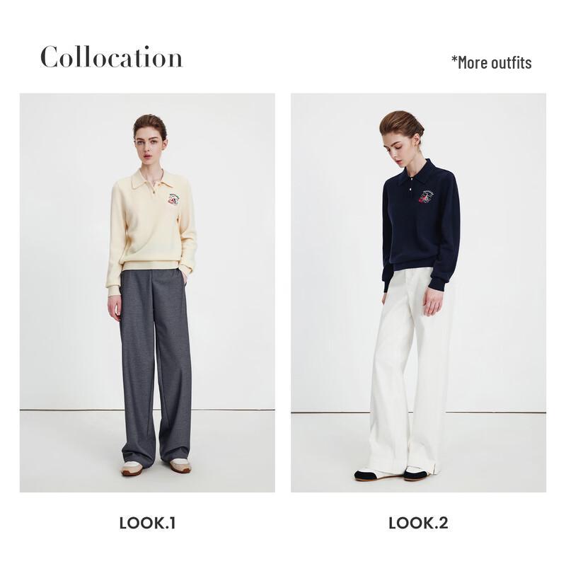 Navigare Women's 100% Wool Polo Knit Sweater