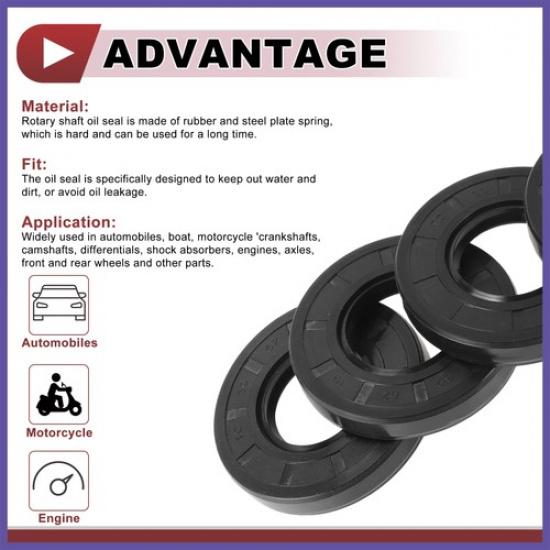 Rotary Shaft Seal Oil Seal Nitrile 70 Durometer Rubber 30x62x10mm 5 Pcs