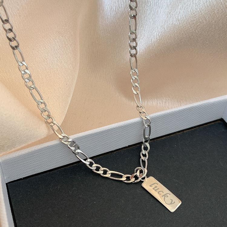 Real  Sterling Silver Square Letter Geometric Pendant Necklaces for Women Trendy Fine  Personality Accessories