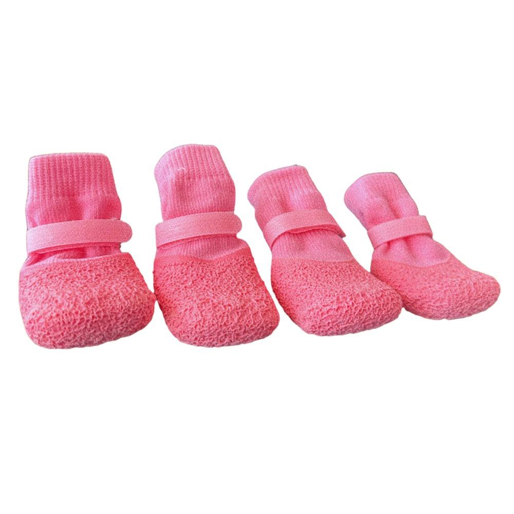 4Pcs/Set Cute Anti-slip Dog Shoes Anti-dirty Waterproof Pet Boots Adjustable Wear Resistant Dog Foot Cover Autumn Winter