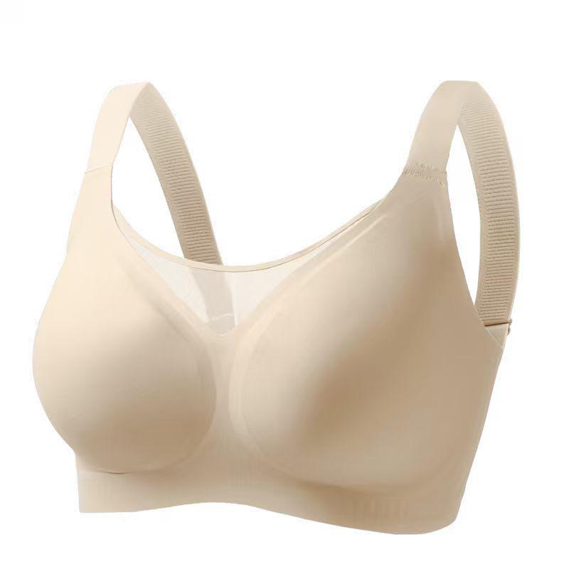 Large size mesh seamless back underwear gathers steel-free bra underwear