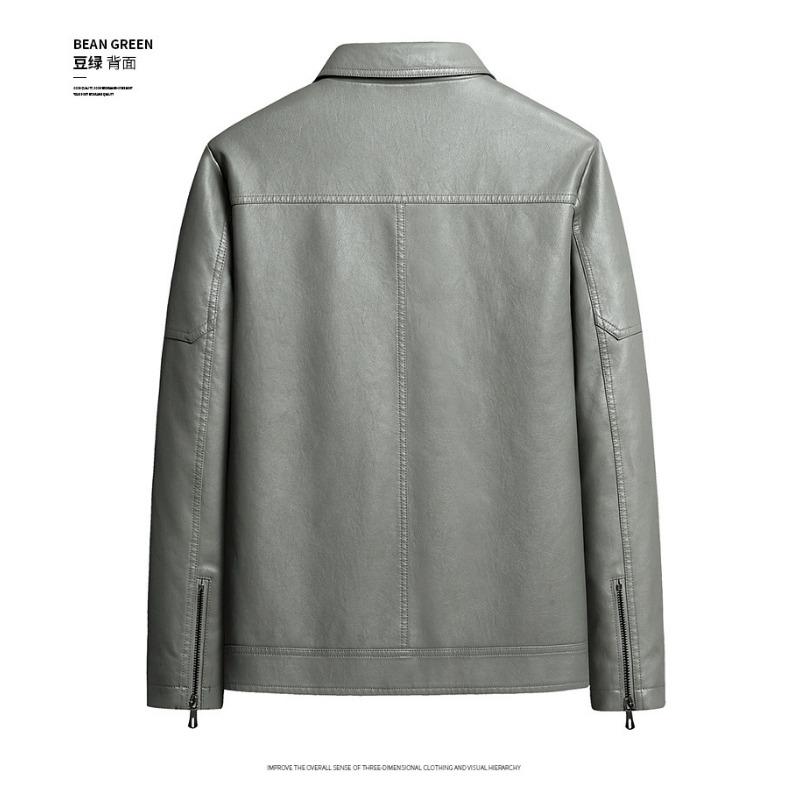 Plus Size Men S Pu Leather Jacket Fall Fashion Lapel Zip Coat