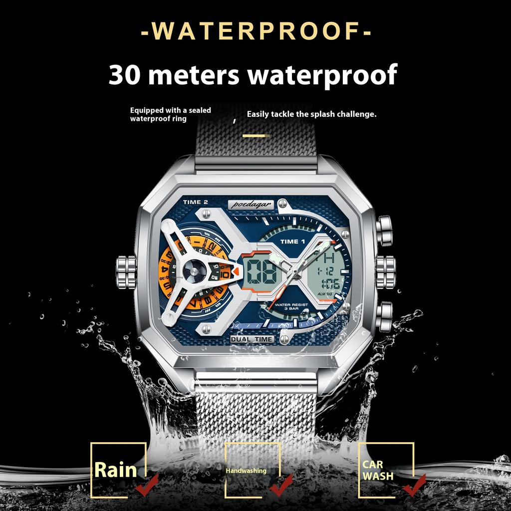 Top Brand Men's Watch Explosive Three-Movement Electronic Watch Multi-Function Sports Watch