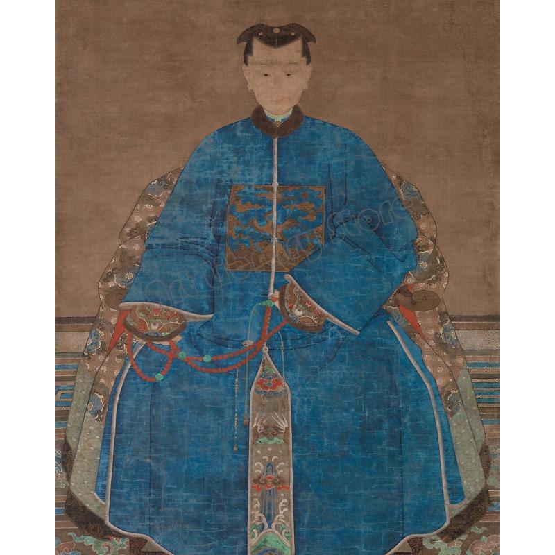 Vintage Chinesische Kaiser in traditioneller Tracht Asiatisches Porträt Poster Leinwandgemälde Wandkunst Bilder Heiminnendekor Geschenk