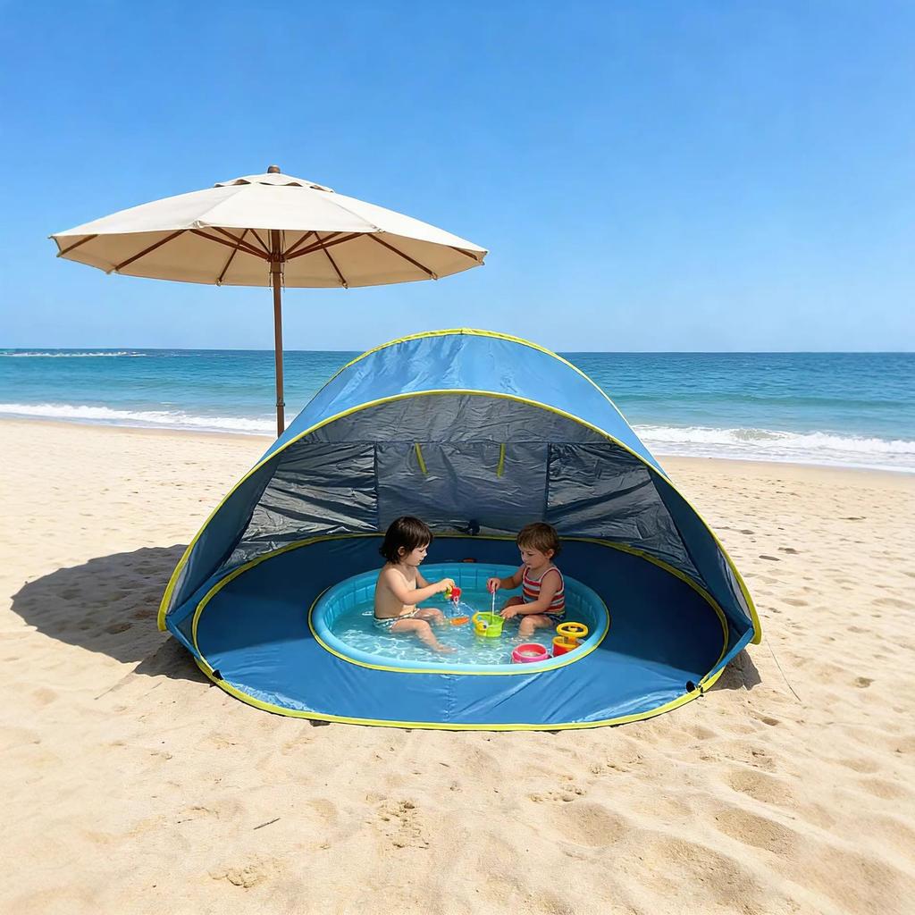 Cross-border Large Children's Beach Tent with Sunshade & Quick-open Folding Pool