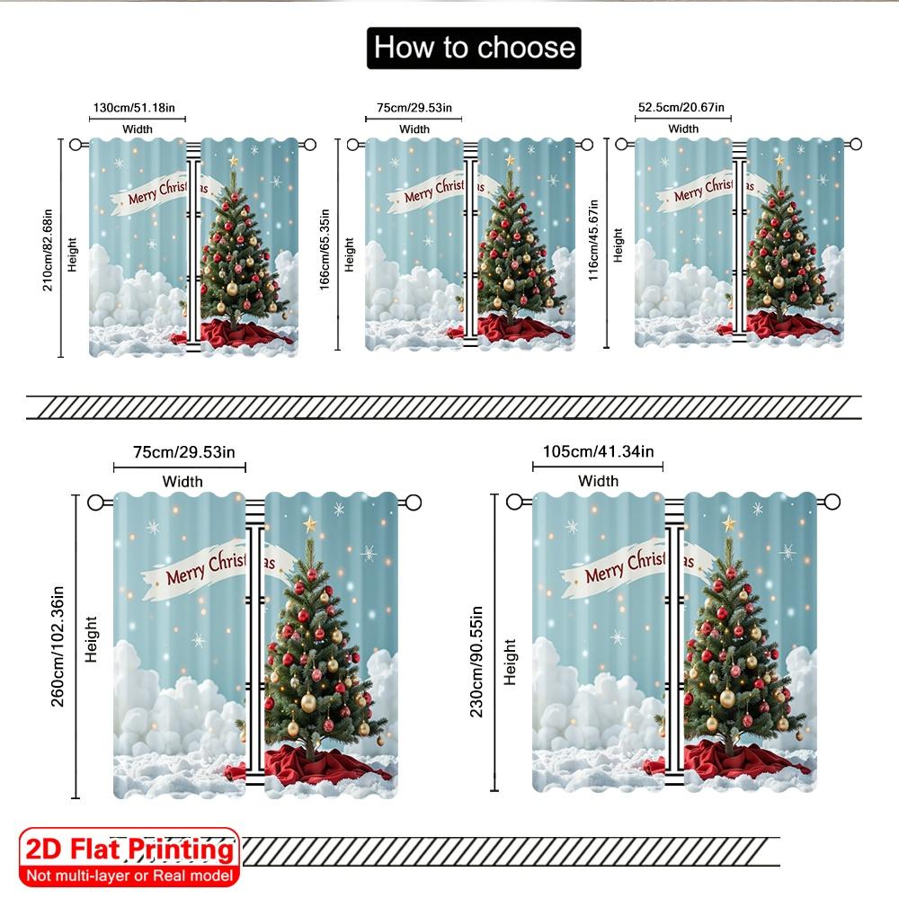 2pcs 2D Flat Printing Merry Christmas Popular Party Window Curtains Merry Christmas Tree 100% Polyester Fabric Without