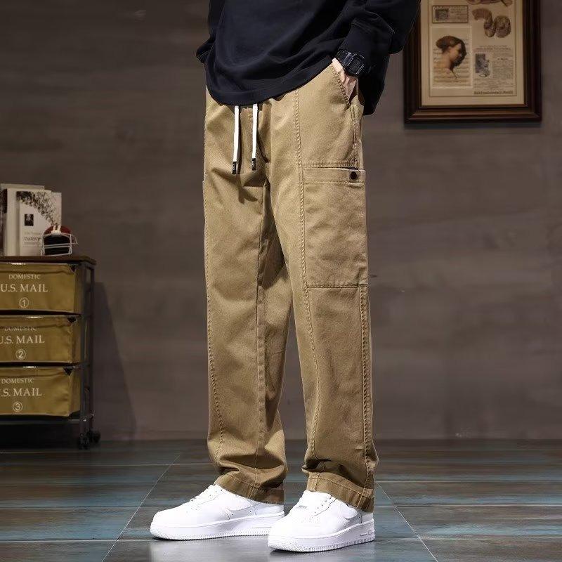 Overalls Summer New Splicing Pockets Men's Straight Loose Large Size Casual Trousers