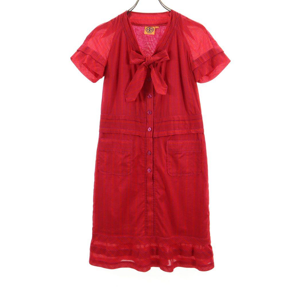 Tory Burch Short Sleeve Mini Dress 2 Red Series Women Used