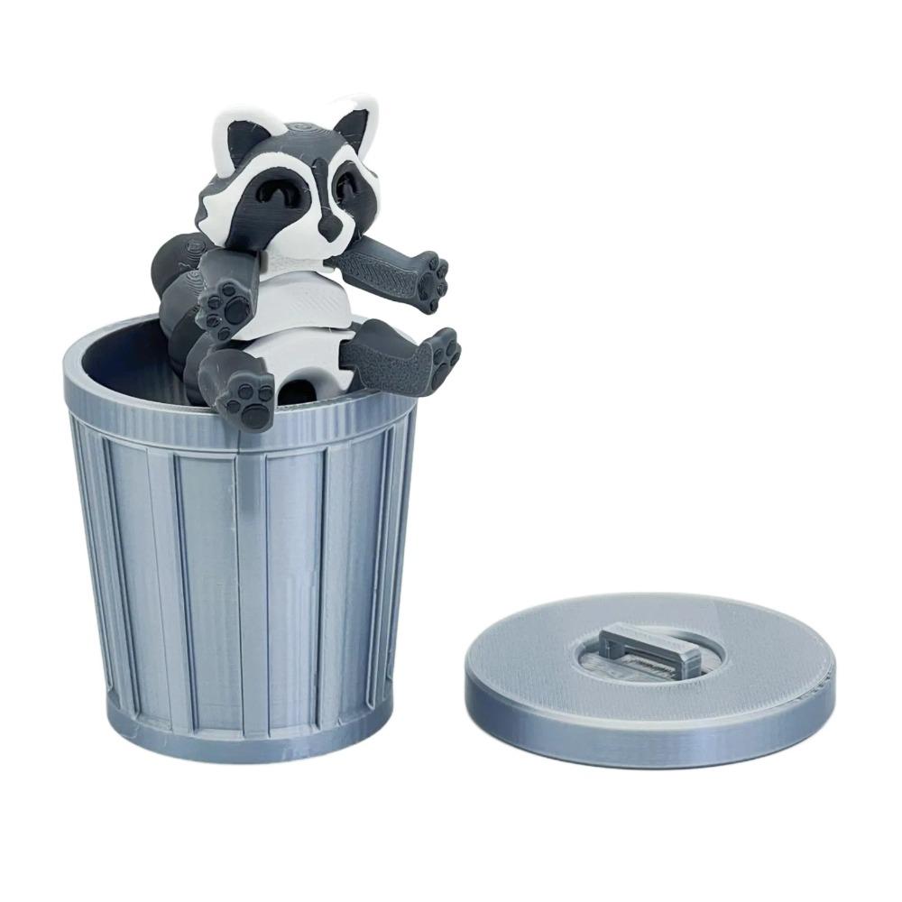 New Plastics 3D Printed Cartoon Flexible Raccoons Animals Figures Multi-joint Model Ornament Gift