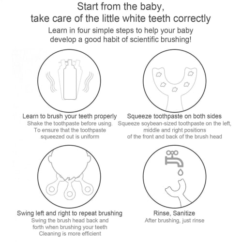 U-Shaped Children's Toothbrush with Soft Silica Gel Brush Head, Manual Toothbrush for Toddlers, Baby Toothbrush, Silicone Baby Teething Toy Toothbrush