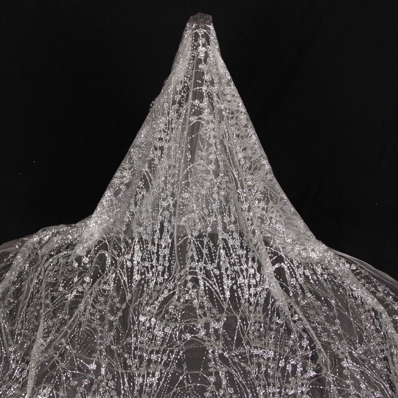 

Lace fabric with sequins glitter and gold embossing suitable for wedding dresses formal gowns and designer clothing fabrics 1.5M&1M