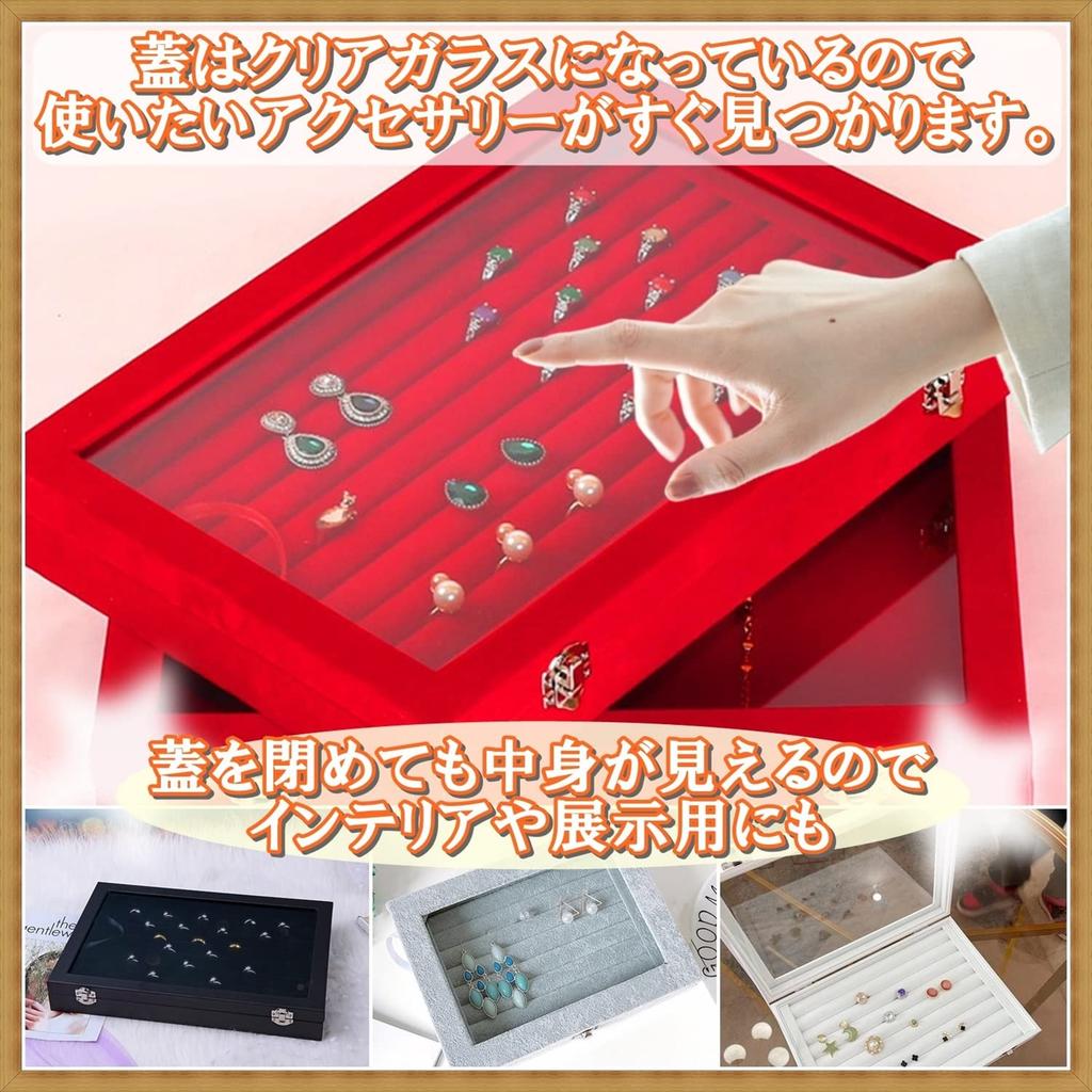 Transparent jewelry storage box, case, suitable for large sets of earrings and pierced earrings (black, medium size, includes earring set)