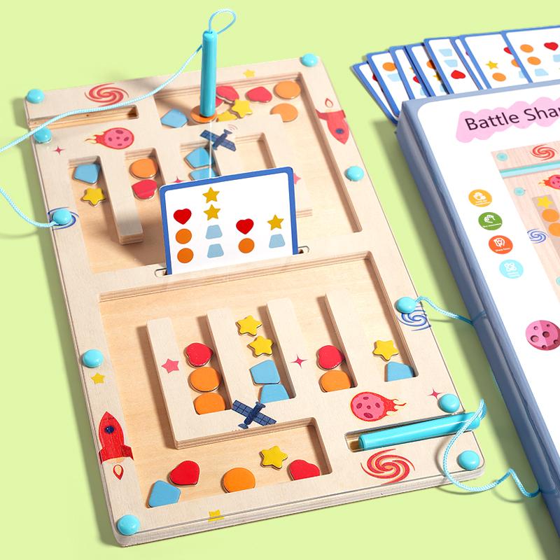 Holzfarbe Form Magnetisches Labyrinth Magnetisches Sortieren Reisebrett Montessori Pädagogisches Lernspielzeug Für Alter 3+ Feinmotorik