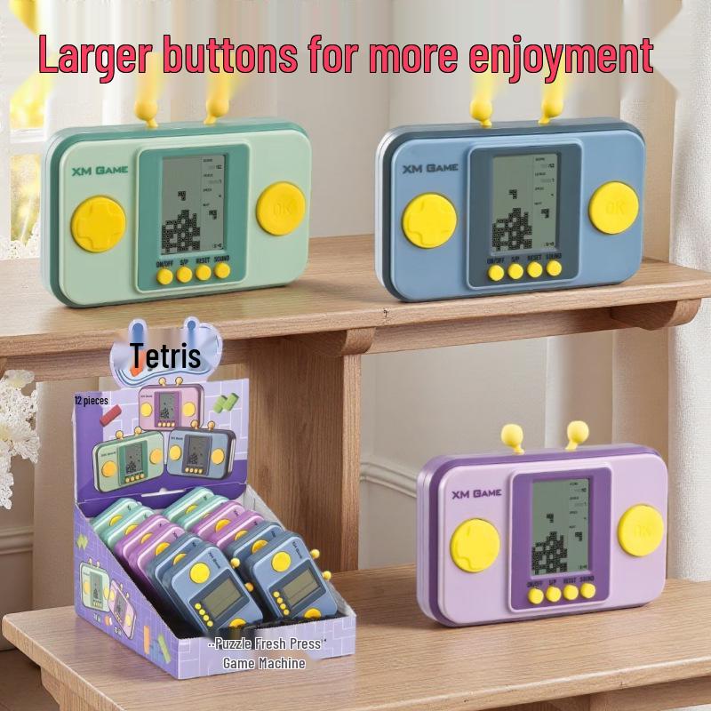 Tetris Mini Retro Handheld Console - Color Box Slightly Damaged, Nostalgic Stress Relief Toy for Students