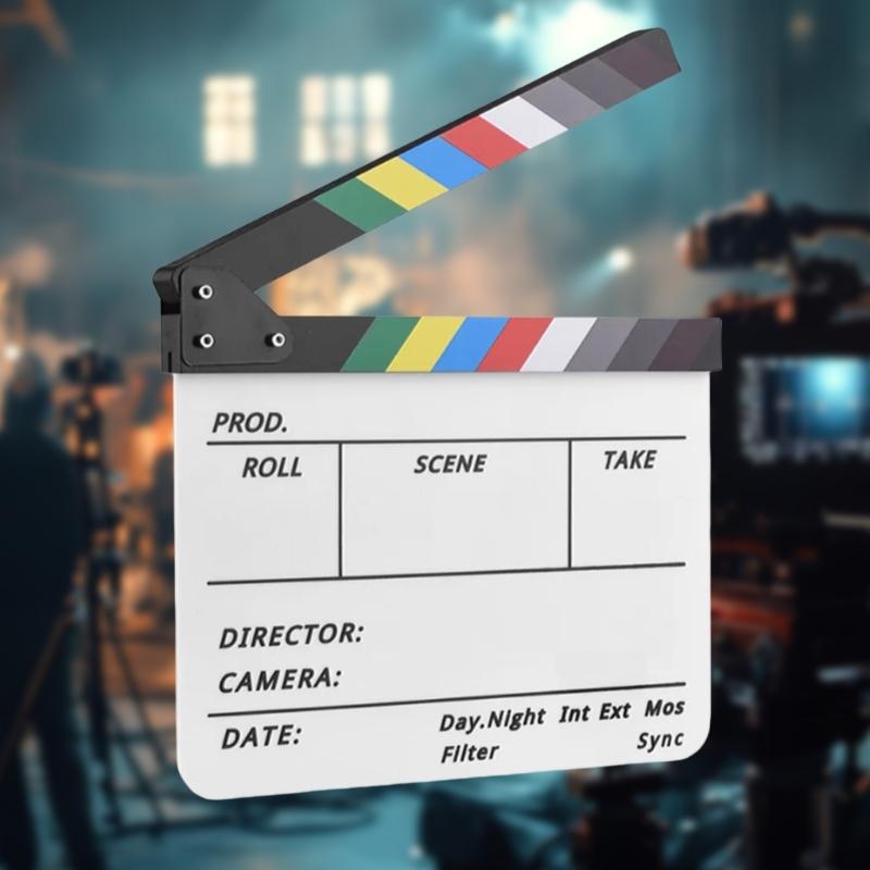 Acrylic Production Slates with Color Clapper Sticks with Dry Erases Markers for Movie Filming Video Recording Accessories