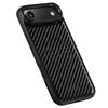 SUTENI H18 For iPhone 17 Air Magnetic Case Carbon Fiber Texture Leather+TPU Cover with Detachable Card Bag