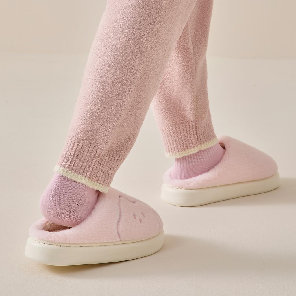 Cartoon Women Home Slippers Plush Warm Thick Bottom Slides Cute Soft Non-slip Slippers Indoor Outdoor Men Casual Slippers