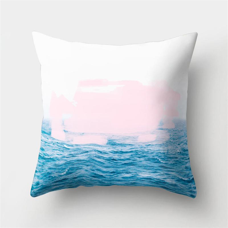 Seaside Wave Beach Scenery Print Pattern Cushion Cover Home Living Room Sofa Decoration Square Pillow Pillow Cover
