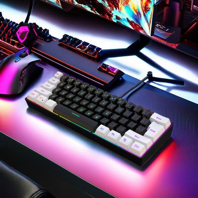 New Hot Selling Portable 61 Key Gaming Keyboard 60% RGB Backlit USB Type-C Wired Membrane Customizable
