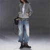 TrendHub American Retro Grey Stand Collar Solid Jacket Metal Buckle Slim Fit Hoodie Unisex